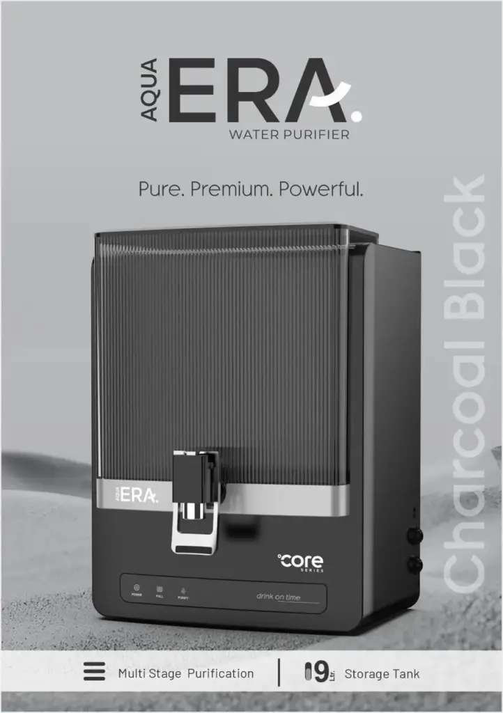 Aqua ERA Charcoal Black water purifier for home use ensuring clean and safe drinking water.